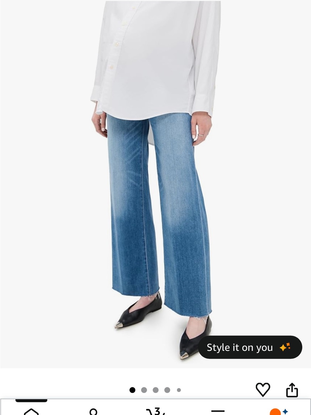 PAIGE Wide-Leg Maternity Jeans in Light Blue Denim